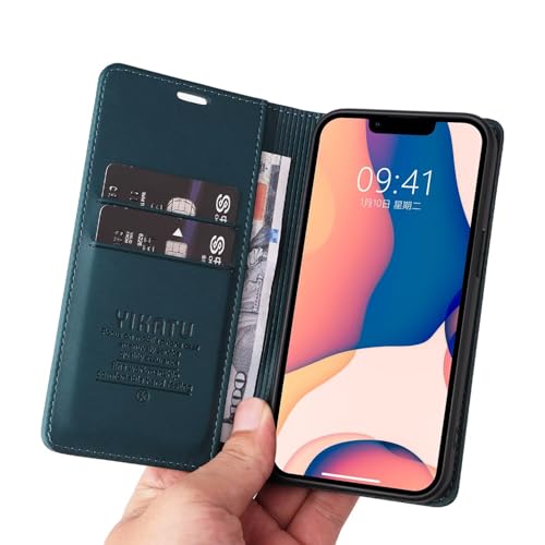 Caseurban Compatible with iPhone 13 Wallet Case PU Leather Flip Folio Case with Card Holder Magnetic Closure Shockproof Protective Phone Cover Blue - color: Blue, size: iPhone 13