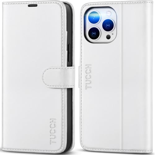TUCCH Wallet Case for iPhone 13 Pro Max (6.7") 2021, 4 Card Holders, White - color: White