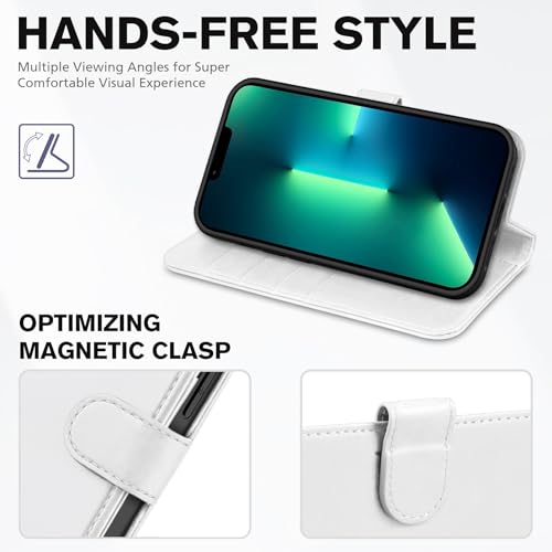 TUCCH Wallet Case for iPhone 13 Pro Max (6.7") 2021, 4 Card Holders, White - color: White