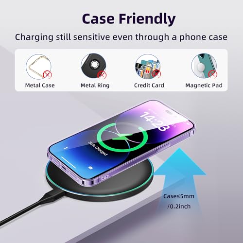 Wireless Charger Compatible with iPhone 18 17 16 15 14 13 12 11 Pro Max/Mini/Plus/XR/X/8, 15W Max Fast Wireless Charging Pad Mat for Samsung Galaxy S23/S22/S21/S20/S10, Galaxy Buds - color: Black