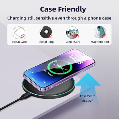 Wireless Charger Compatible with iPhone 18 17 16 15 14 13 12 11 Pro Max/Mini/Plus/XR/X/8, 15W Max Fast Wireless Charging Pad Mat for Samsung Galaxy S23/S22/S21/S20/S10, Galaxy Buds - color: Black