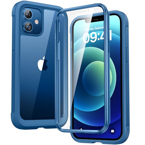 Diaclara Designed for iPhone 12 Mini Case, Full Body Rugged with Built-in Touch Sensitive Anti-Scratch Screen Protector, Soft TPU Bumper Case for iPhone 12 Mini 5.4" (Blue and Clear) - color: Blue, size: iPhone 12 mini