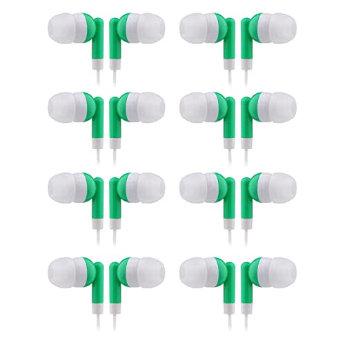 CN-Outlet Wholesale Earbuds Bulk Headphones Individually Bagged 50 Pack for iPhone, Android, MP3 Player for Schools, Libraries, Hospitals (Green) - color: Green