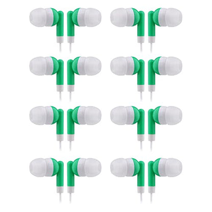CN-Outlet Wholesale Earbuds Bulk Headphones Individually Bagged 50 Pack for iPhone, Android, MP3 Player for Schools, Libraries, Hospitals (Green) - color: Green