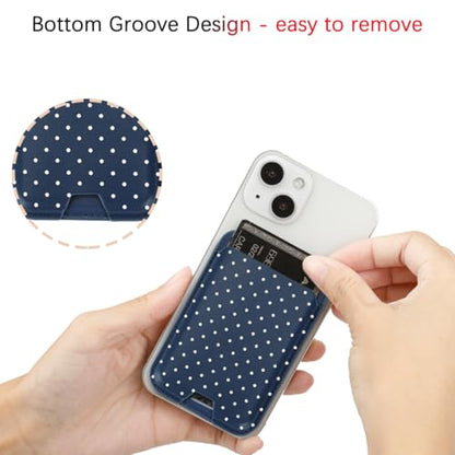 for MagSafe Wallet,Magnetic Card Holder for Phone Case - color: Blue Polka Dots