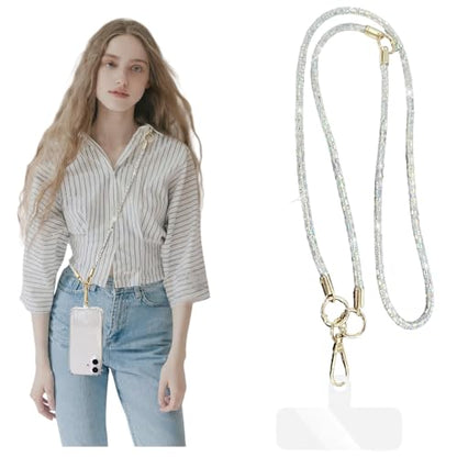 2Pcs Phone Crossbody Lanyard and Wrist Strap, Universal Cell Phone Lanyard Strap with 2Tether Tab - color: N