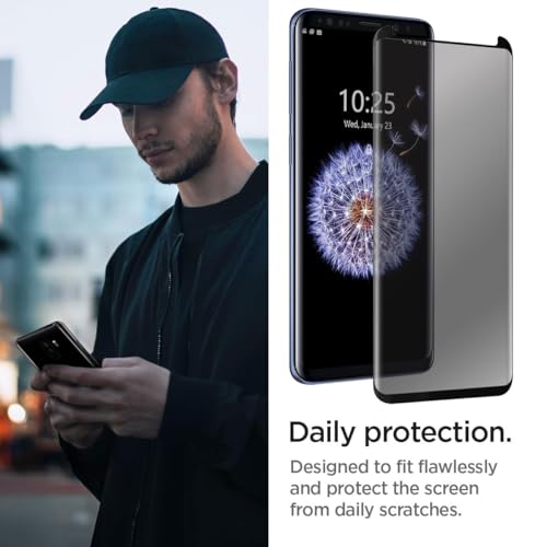 Compatible For Samsung Galaxy S8 PLUS/S9 PLUS Screen Protector Tempered Glass Privacy Anti-Spy 3D Curved Edge Case Friendly Film (4 Pack, Black)