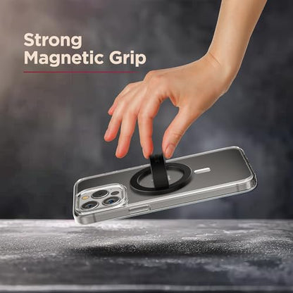 Encased Magnetic Phone Grip Holder (Compatible with MagSafe) Thin Silicone Finger Loop Ring for iPhone (Black) - color: Black
