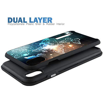 CasesOnDeck Case Compatible with [Apple iPhone X | iPhone Xs][Grip Tactical] iPhone Xs Hybrid Bump and Drop Protection Case Slim Fit Dual Layer Cover (Galaxy Butterfly) - color: Galaxy Butterfly