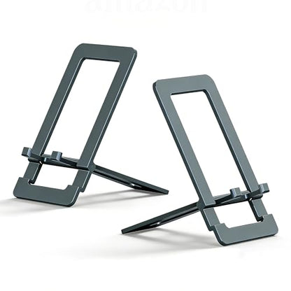 Fold-Flat Cell Phone Stand 2-Pack,Portable Non-slip,Aluminum,Easy to Carry - color: Grey, size: 12CM