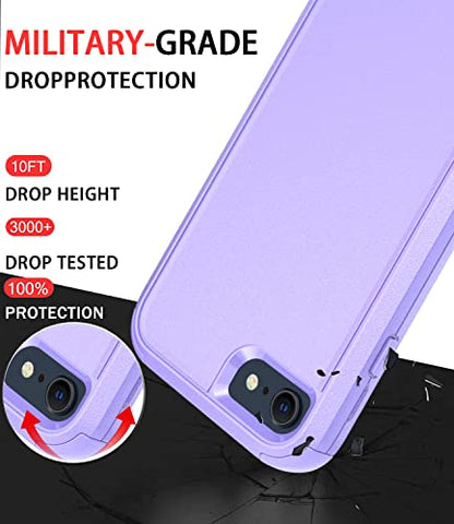 Diverbox Designed for iPhone SE case with Screen Protector Heavy Duty Shockproof Shock-Resistant Cases for Apple iPhone se Phone 2022/2020 Release (Purple) - color: Purple
