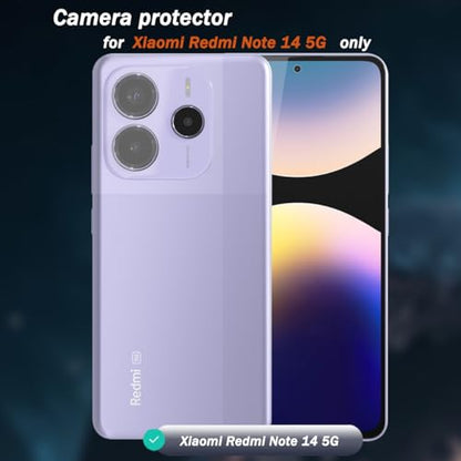 1 Pack Camera Lens Frame for Xiaomi Redmi Note 14 5G, 9H Glass Screen Protector Anti-Scratch, Tempered Glass Metal Individual Camera Cover Accessories for Xiaomi Redmi Note 14 5G, Black - size: for Redmi Note 14 5G