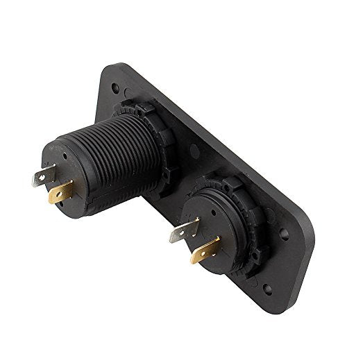 2 Port USB Socket Charger with DC Voltmeter, 12V-24V Flush Mount for Car Boat Marine