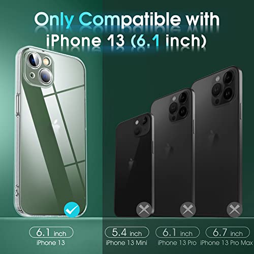 Supdeal Crystal Clear Case for iPhone 13, [Not Yellowing] [Camera Protection] [Military Grade Drop Tested] Transparent Shockproof Protective Soft Silicone Slim Cover, 6.1 inch, Transparent - color: Transparent, size: iPhone 13