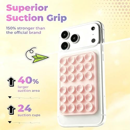 Upgraded Magnetic Suction Sticky Phone Grip for Magsafe Case, Light Pink - color: Light Pink