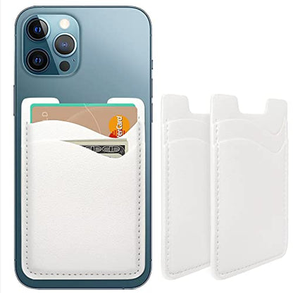 Phone Card Holder, Stretchy Credit Card Holder for Phone Case -2Pack White - color: White
