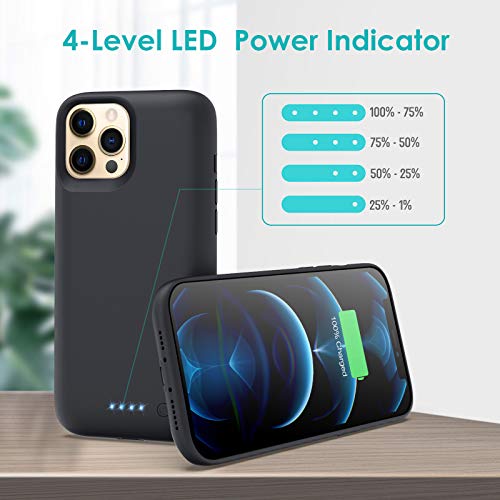 Battery Case for iPhone 12 Pro Max [6.7 inch], 7800mAh Portable Protective Charging Case Extended Battery Backup Pack for Apple iPhone 12 Pro Max Rechargeable Charger Case Black