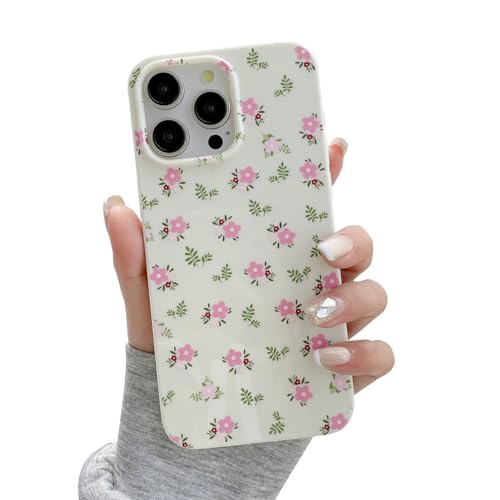 QLTYPRI for iPhone 13 Pro Case Cute Pink Floral Flower, Pink White | Cute Flower Pattern Aesthetic Phone Case,Raised Camera Protection,Slim Soft TPU Shockproof Protective Cover for Girls Women - color: Pink White, size: iPhone 13 Pro