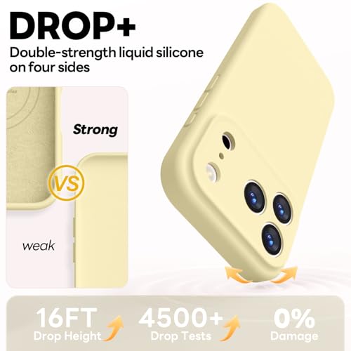 Vooii Magnetic for iPhone 17 Pro Case, Compatible with Magsafe (Premium Liquid Silicone) (Integrated Camera Control Button) Full Body Protective Anti-Scratch Microfiber Lining 6.3", Creamy Yellow - color: Creamy Yellow, size: iPhone 17 Pro