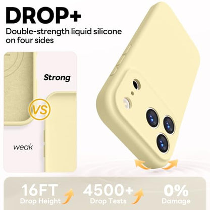 Vooii Magnetic for iPhone 17 Pro Max Case, Compatible with Magsafe (Premium Liquid Silicone) (Integrated Camera Control Button) Full Body Protective Anti-Scratch Microfiber Lining, Creamy Yellow - color: Creamy Yellow, size: iPhone 17 Pro Max
