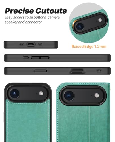 OCASE for iPhone Air Detachable Wallet Case with Card Holder, 2 in 1 PU Leather Flip Folio with RFID Blocking Stand Wrist Strap Shockproof Phone Cover 6.5 Inch 2025, Green - color: Green, size: iPhone Air