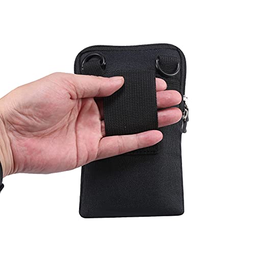 QBYVQQN Cell Phone Waist Belt Holster Mens, Waterproof Zipper Crossbody Smartphone Shoulder Messenger Bag Wallet Sling Bag - color: Black, size: 6.9 INCH
