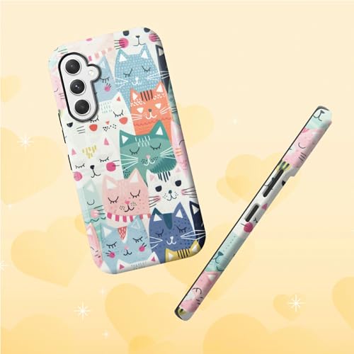 Cartoon Cats Phone Case for Samsung Galaxy S25, Dual Layer Shockproof Rugged Cover with Soft TPU + Hard PC, Anti-Scratch Slim Fit Wireless Charging Compatible - color: Cartoon Cats, size: 6.2" Galaxy S25