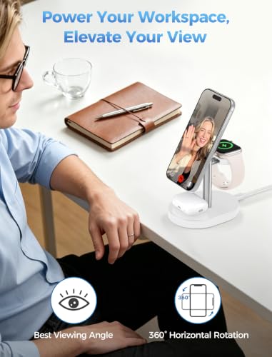 Mag-Safe Charger 3 in 1 Charging Station for iPhone Apple Watch AirPods - color: SilverWhite, size: 15W