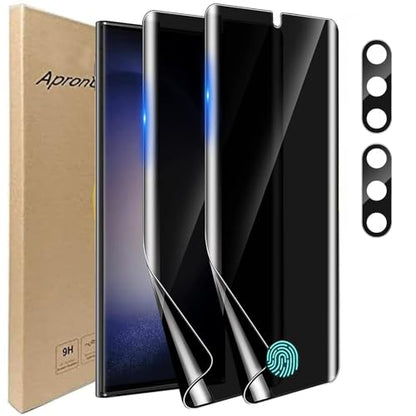 2+2 Pack for Samsung Galaxy S25 FE Screen Protector Privacy Film [Not Glass] With Camera Lens Protector, Fingerprint Unlock, Anti-Spy Flexible,Full Coverage，Anti-Scratch Shock-Resistant - size: S25 FE