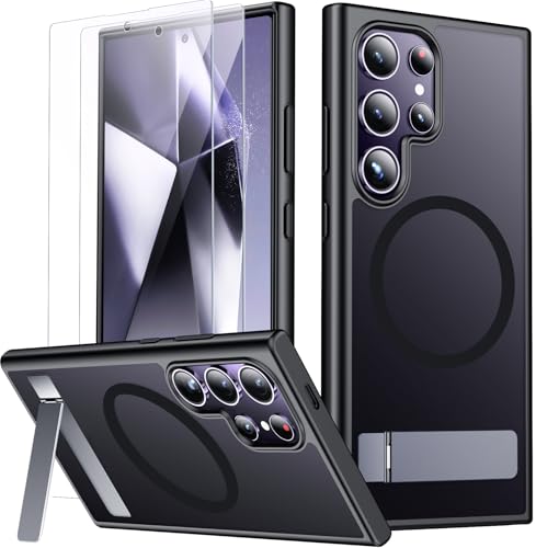 SPIDERCASE Samsung Galaxy S24 Ultra Case with Invisible Kickstand, Magnetic, Shockproof, Slim, Black - color: Black