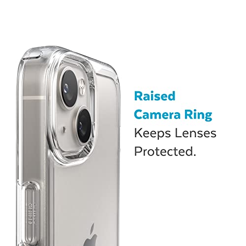 Speck Clear iPhone 14 Plus Case - Drop Protection, Scratch Resistant Dual Layer Slim Phone Case for 6.7 Inch iPhones 14 Plus - Anti-Yellowing & Anti-Fade Case - GemShell - color: Clear/Clear