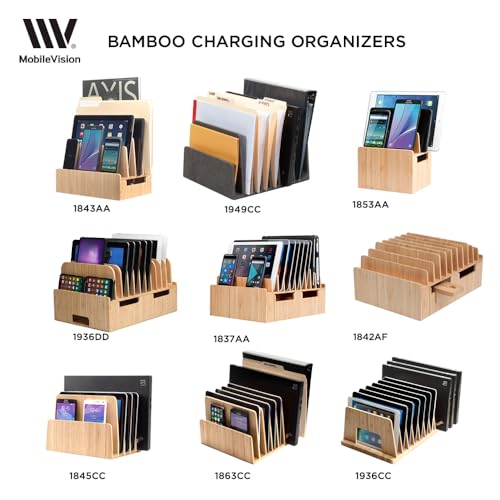 MobileVision Multi Device Stand & Organizer for Smartphones, Tablets and Laptops, Executive Dark Brown, 5 Slots - color: Dark Brown, 5 - Slot
