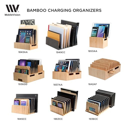 MobileVision Multi Device Stand & Organizer for Smartphones, Tablets and Laptops, Executive Dark Brown, 5 Slots - color: Dark Brown, 5 - Slot