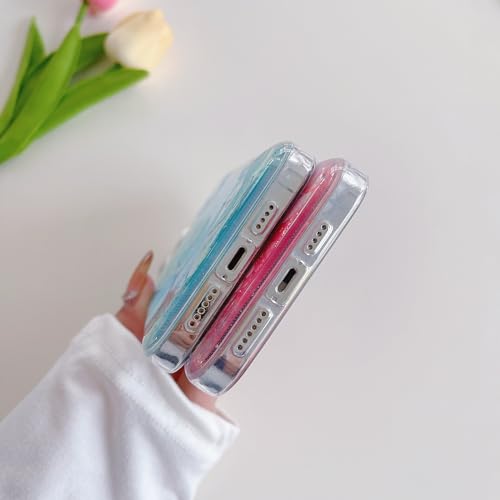 Compatible with iPhone 13 Glitter Butterfly Case Glow in The Dark Women Girls Girly Bling Sparkle Flowing Quicksand Light up Case Soft TPU Bumper Luminous Clear Phone Cover, Pink - color: Pink, size: iPhone 13