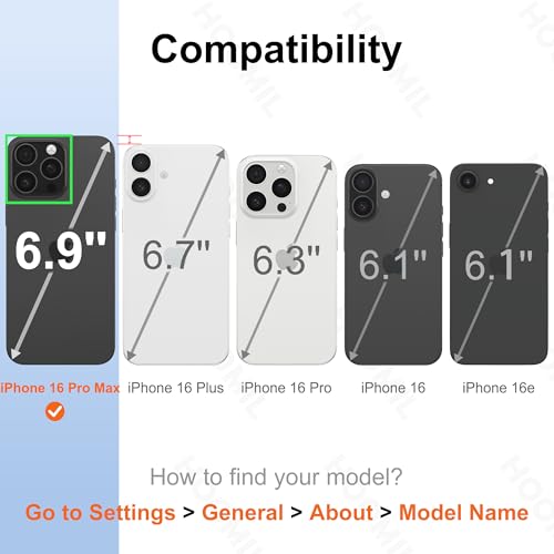 HOOMIL Case for iPhone 16 Pro Max 6.9-Inch, Non-Yellowing, Drop Protection, Anti-Scratch Transparent Hard Back Phone Cover - Crystal Clear - color: Clear, size: iPhone 16 Pro Max