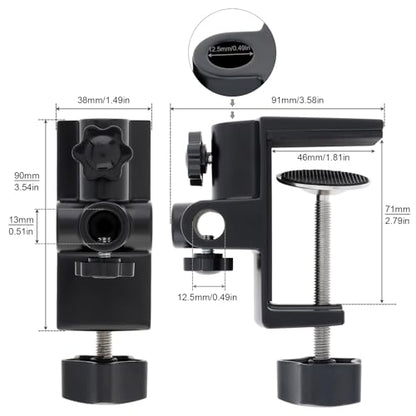 RTNLIT Desk Lamp Clamp, 0.49in/12.5mm 4 Hole Metal Table Mounting Clamp - color: Black