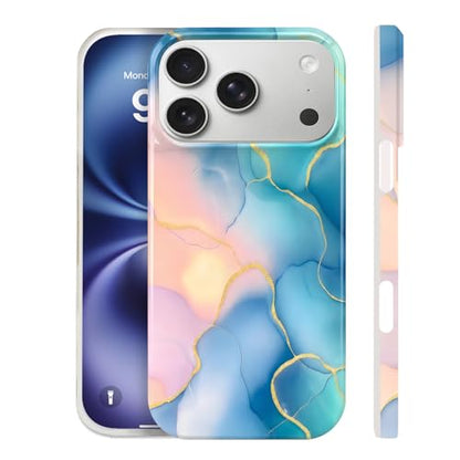 Case Compatible with iPhone 17 Pro Max, 2025 Anti-Yellow Ultra Transparent Soft TPU Phone Case, Shockproof Anti-Slip Slim Lightweight Full Coverage Protective (Marble Pattern 1) - color: Marble pattern 1