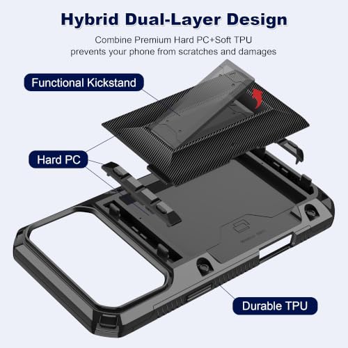 SAMONPOW for iPhone 18 Pro Max Case with Card Holder [4 Cards] & Kickstand - size: for iPhone 17 Pro Max/18 Pro Max