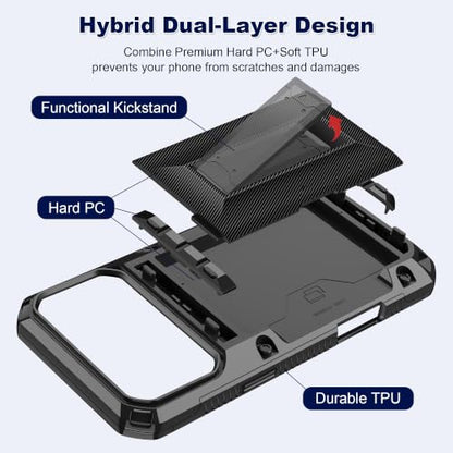 SAMONPOW for iPhone 18 Pro Max Case with Card Holder [4 Cards] & Kickstand - size: for iPhone 17 Pro Max/18 Pro Max
