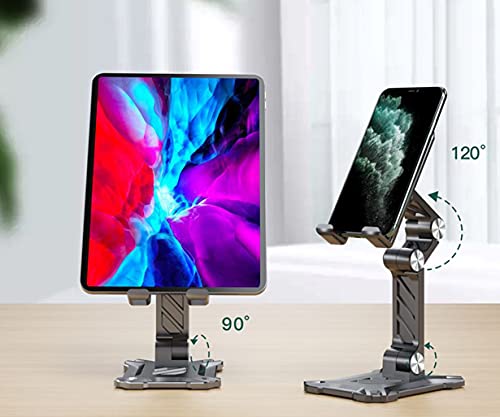 Phone Stand for Desk. Foldable Desktop Mobile Phone Stand with Angle Height Adjustable, Portable Office Cell Phone Holder, Cradle, Dock. Fits All 4.7-13in iPhone/Smartphone/iPad/Tablet. - color: Green