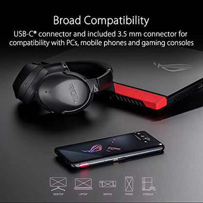 ASUS ROG Strix Go BT Gaming Headset (AI Noise-canceling Microphone, Hi-Res Audio, Active Noise Cancellation, Bluetooth, 3.5mm, Compatible with Laptop, PS5, Nintendo Switch and Smart Devices)