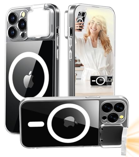 Magnetic Case for iPhone 13 Pro Max Case with LED Built-in Light-Up Selfie Light Rechargeable for TIK Tok/Stream/Makeup/Live/Video- Selfie (2 Models, 3 Level Brightness) Crystal Clear - size: Magnetic Case for iPhone 13 Pro Max