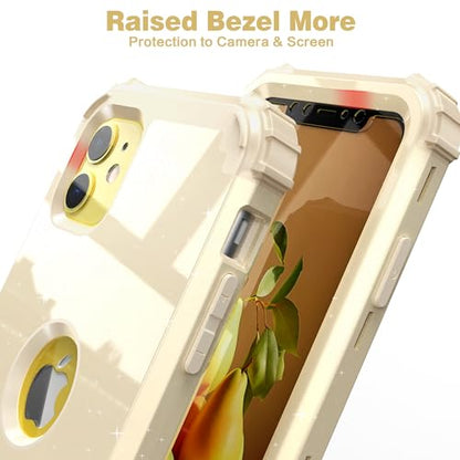 IDweel for iPhone 11 Case with Screen Protector(Tempered Glass), Hybrid 3 in 1 Shockproof Slim Fit Heavy Duty Protection Hard PC Cover Soft Silicone Bumper Full Body Case,Glitter Yellow - color: Glitter Yellow