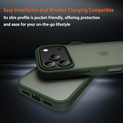 for iPhone 17 pro Case Translucent Matte Phone Cover, [10 FT Military Grade Drop Protection] Slim Durable Shockproof Protective Bumper (Green, iPhone 17 pro) - color: Green, size: iPhone 17 pro