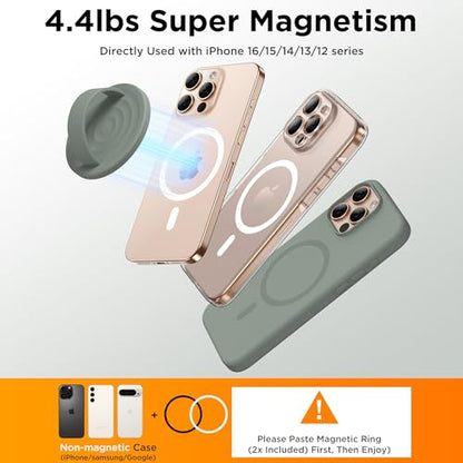 Magnetic Phone Grip for MagSafe, Silicone Ring Grip, Calke Green - color: Calke Green