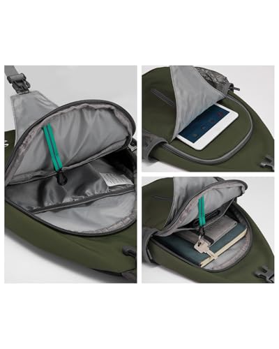WATERFLY Crossbody Sling Backpack Sling Bag Travel Hiking Chest Bag Daypack | Small Hiking bag,Multi-compartment storage,Water-resistant,Breathable back pad,Reversible adjustable shoulder strap - color: Dark Green