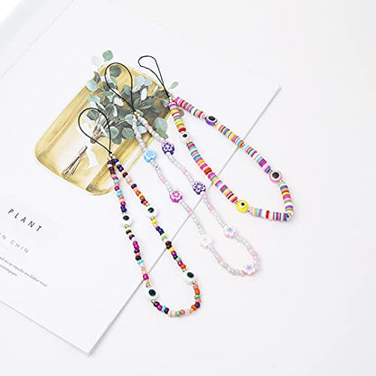 6PCS Beaded Phone Charms Strap Fruit Star Faux Pearl Rainbow Beads Phone Chains Beaded Lanyard for Camera Key Wallet Valentines Day Gifts for Her Women - style: Style6-4