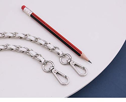 UnnFiko 43" DIY Bag Purse Chain Strap Replacement Crossbody Bag Straps Purse Accessories Straps Handmade Shoulder Bag Charms for Handbag Bags (White & Silver, Metal Chain) - color: White & Silver