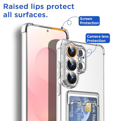 AICase for Samsung Galaxy S26 Ultra Case with Card Holder Clear, Slim Thin Lightweight Transparent Wallet TPU Protective Phone Case with Credit Card Slot - color: Card Holder, size: S26 ULTRA