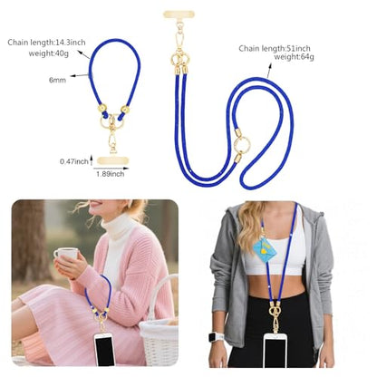 ABJFJE Crystal Phone Lanyard Crossbody & Wrist Strap Phone Strap Crossbody & Wrist Lanyard Anti Theft Phone Strap for Women - color: Ryalblue Crystal